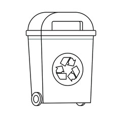 Garbage can. Rubbish container. Concept of waste recycle and ecology. Isolated on white background. Vector illustration.
