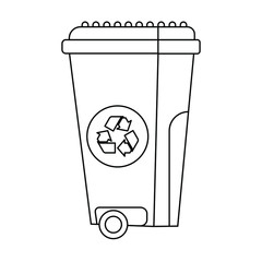 Garbage can. Rubbish container. Concept of waste recycle and ecology. Isolated on white background. Vector illustration.
