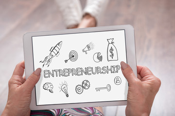 Entrepreneurship concept on a tablet