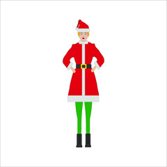 woman dressed as Santa Claus. illustration for web and mobile design.