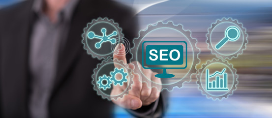 Man touching a seo concept