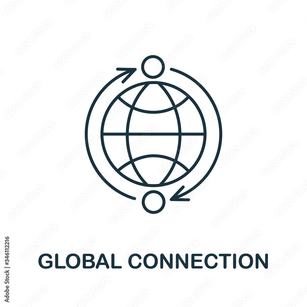 Poster global connection icon from global business collection. simple line global connection icon for templ