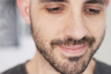 Close-up portrait of caucasian man that smiles