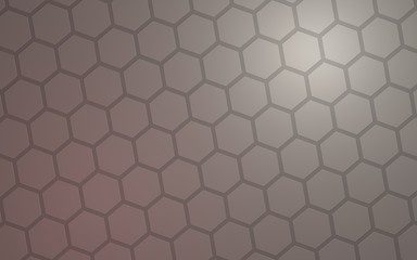 Honeycomb with color lighting, on a gray background. Perspective view on polygon look like honeycomb. Isometric geometry. 3D illustration