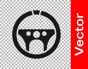 Black Steering wheel icon isolated on transparent background. Car wheel icon. Vector Illustration