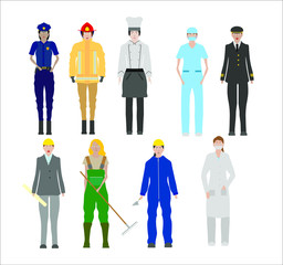 kit of illustrations of women in different jobs. illustration for web and mobile design.