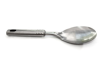 Big metal spoon isolated on a white background.
