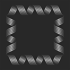 Blank ornate frame mockup of metal ribbons, empty feminine border template for design