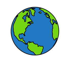 Planet earth on a white background. Cartoon. Vector illustration.