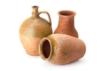 Clay old jug handmade.