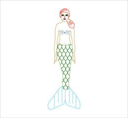 woman dressed as a mermaid. illustration for web and mobile design.