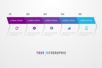 Modern vector abstract infographic with 5 steps or processes elements. Business concept. Vector illustration.