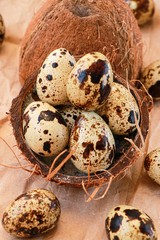 quail eggs in a basket