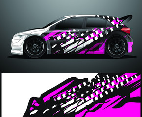 Rally car decal graphic wrap vector, abstract background