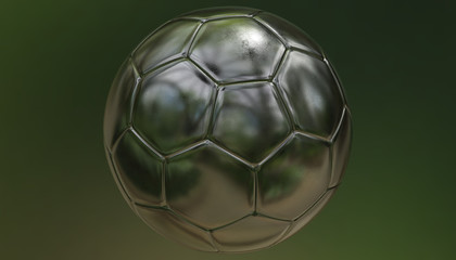 Naklejka premium Silver soccer ball on various material and background, 3d rendering