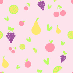 Seamless fruit pattern. A decorative pattern in a classic style with fruits
