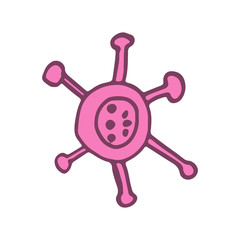 Obraz premium Vector coronavirus hand drawn lettering icon. Element for covid-19 banners and posters. Healthcare and medical illustration