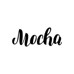 Mocha coffee menu lettering text. Cafe menu font. Restaurant typographic sign. Coffee handwritten isolated phrase. Vector eps 10.