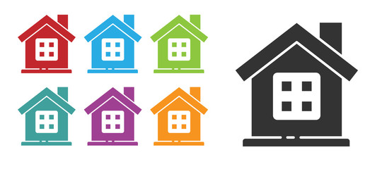 Black House icon isolated on white background. Home symbol. Set icons colorful. Vector Illustration