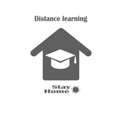 Distance learning vector illustration isolated. Studying during the quarantine period, social distance and self-isolation