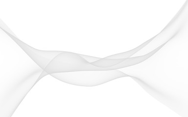 White abstract background. Fluttering white scarf. Waving on wind white fabric. 3D illustration