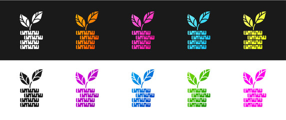 Set Dollar plant icon isolated on black and white background. Business investment growth concept. Money savings and investment. Vector Illustration