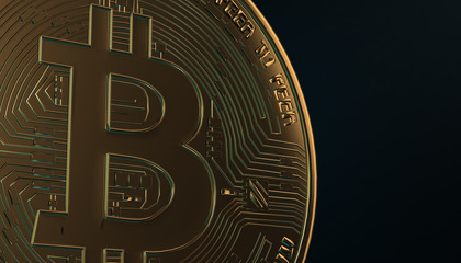 Fototapeta na wymiar Bitcoins, new virtual money on various digital background, 3D render