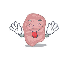An amusing face verrucomicrobia cartoon design with tongue out