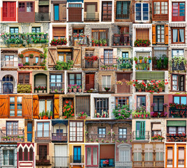 Collage of different windows with flowers