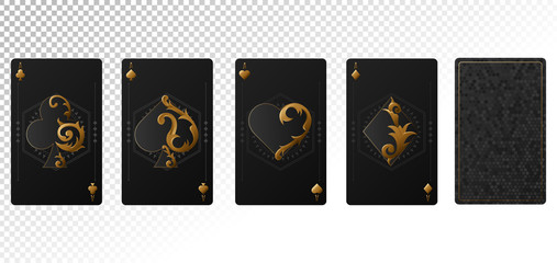 Set of four aces playing cards suits. playing cards isolated on transparent background. Vector illustration