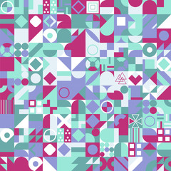 Geometric pattern with different colorful figures. Vector EPS 10 background for poster, banner, wallpaper, flyer, brochure