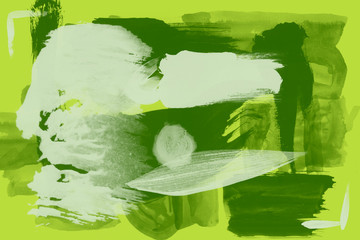 Abstract green herbal brush strokes on a pale background