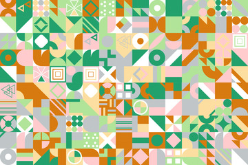 Geometric pattern with different colorful figures. Vector EPS 10 background for poster, banner, wallpaper, flyer, brochure