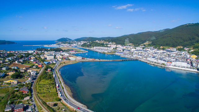 aerial view of Viveiro in Galicia Spain