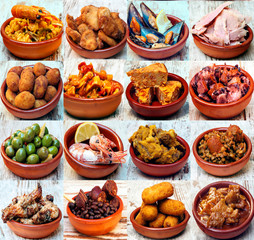 Collage of typical dish of spanish food