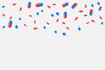 Falling Medical pills. Medicine Background. Vector illustration