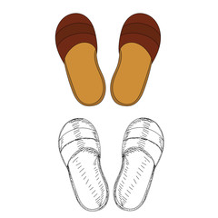 vector, on a white background, brown slippers, sketch