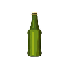 Small dark green bottle illustration. Beer, drinking, soda, alcohol. Drinking concept. illustration can be used for topics like beverage, bar, super market