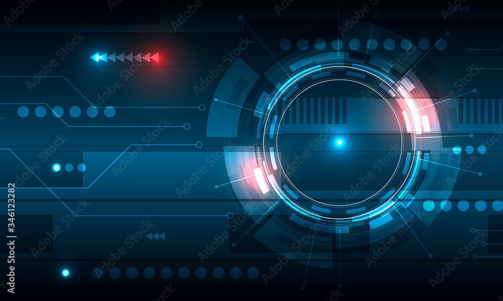 Aufkleber Abstract techno background with rays with luminous particles.