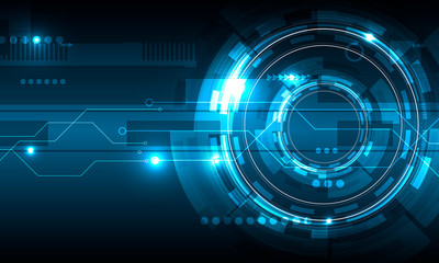 Abstract techno background with rays with luminous particles.