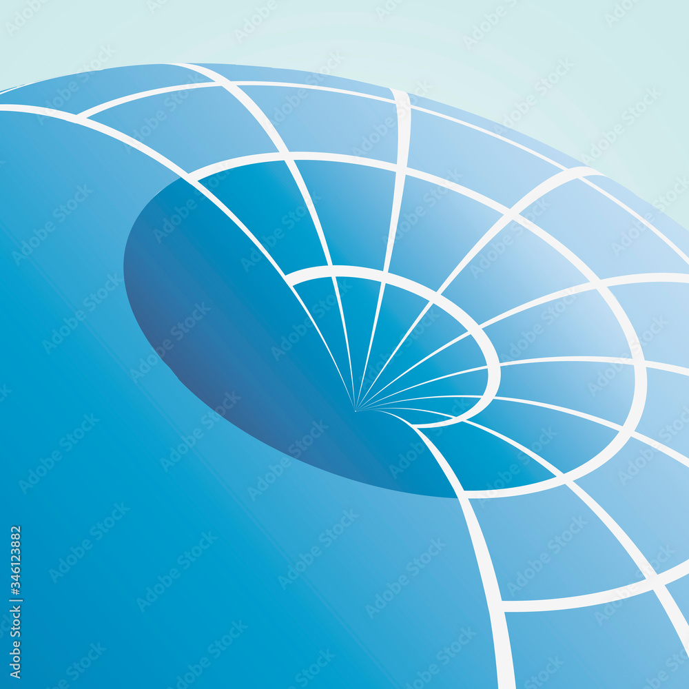 Poster globe icon. flat vector drawing. horizontal vertical lines