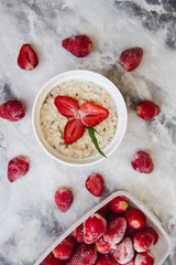 breakfast oatmeal with strawberries