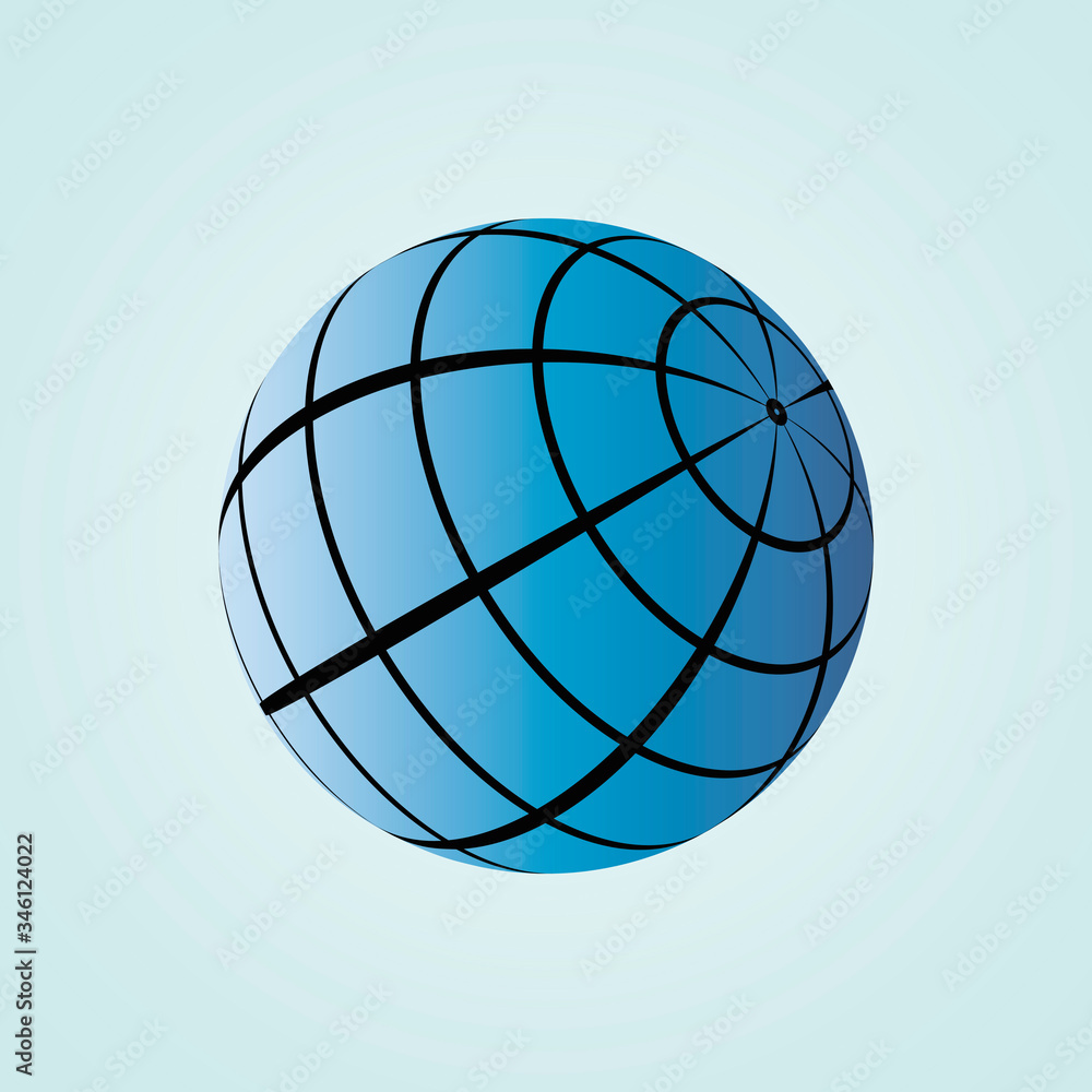 Aufkleber globe icon. flat vector drawing. horizontal vertical lines