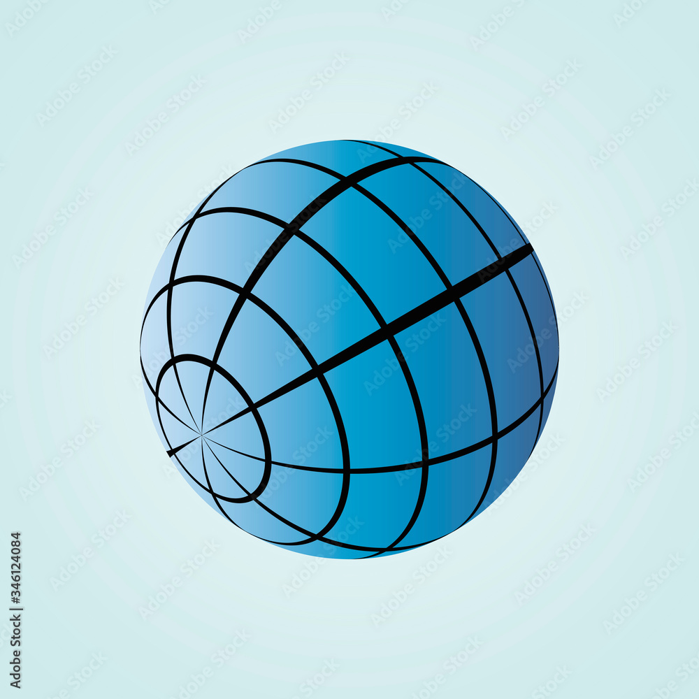 Aufkleber globe icon. flat vector drawing. horizontal vertical lines