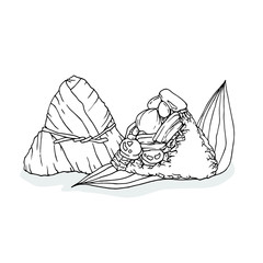 Vector of Chinese rice dumplings (zongzi)