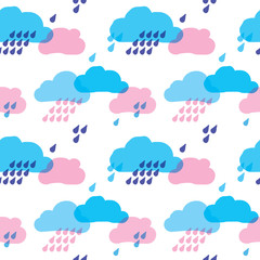 Obraz premium Blue clouds and Rain on white background