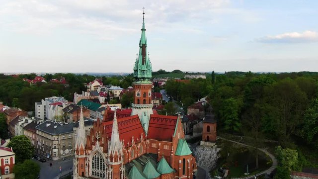 Aerial view of St.Joseph's Church in Podgorze district in Cracow, Krakow, Poland