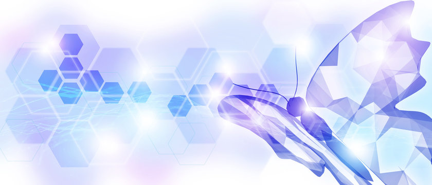 Abstract butterfly 3D illustration digital innovation futuristic technology transform evolution concept New normal after coronavirus crisis business world life change disrupt use strategy leadership