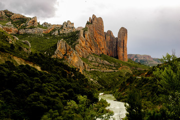 river cross the canyon in Huesca Spain