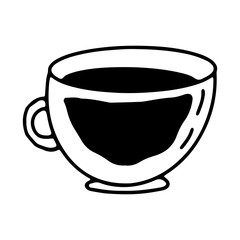 Cup of coffee in doodle hand drawn style. Coffee collection on an isolated white background. Stock vector illustration.